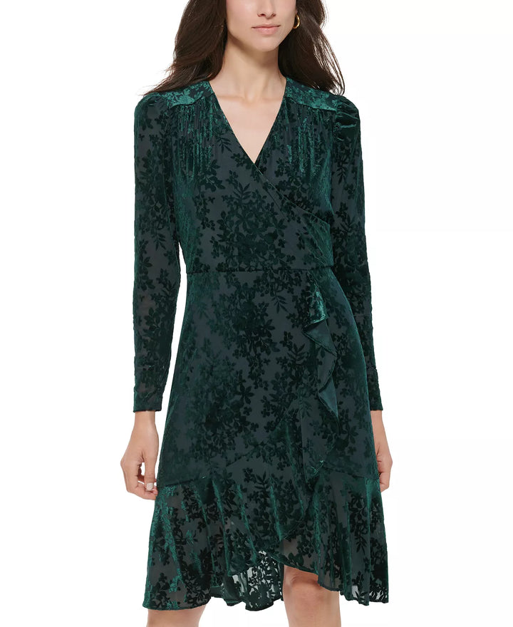 Tommy Hilfiger Burnout Velvet Faux-Wrap Dress
