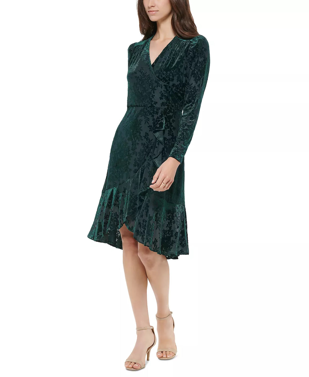 Tommy Hilfiger Burnout Velvet Faux-Wrap Dress