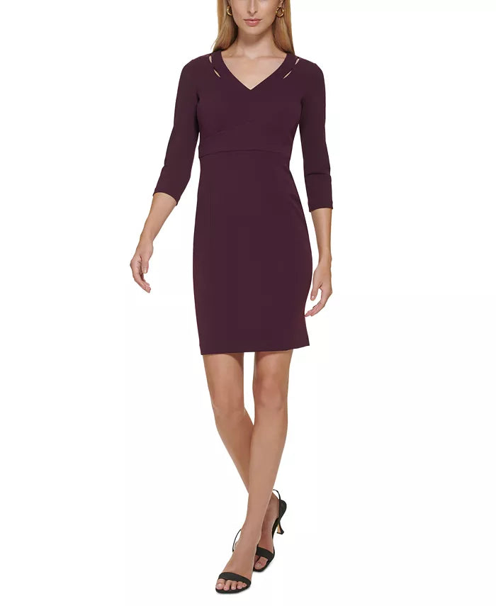 Calvin Klein Petite 3/4-Sleeve Cutout Sheath Dress