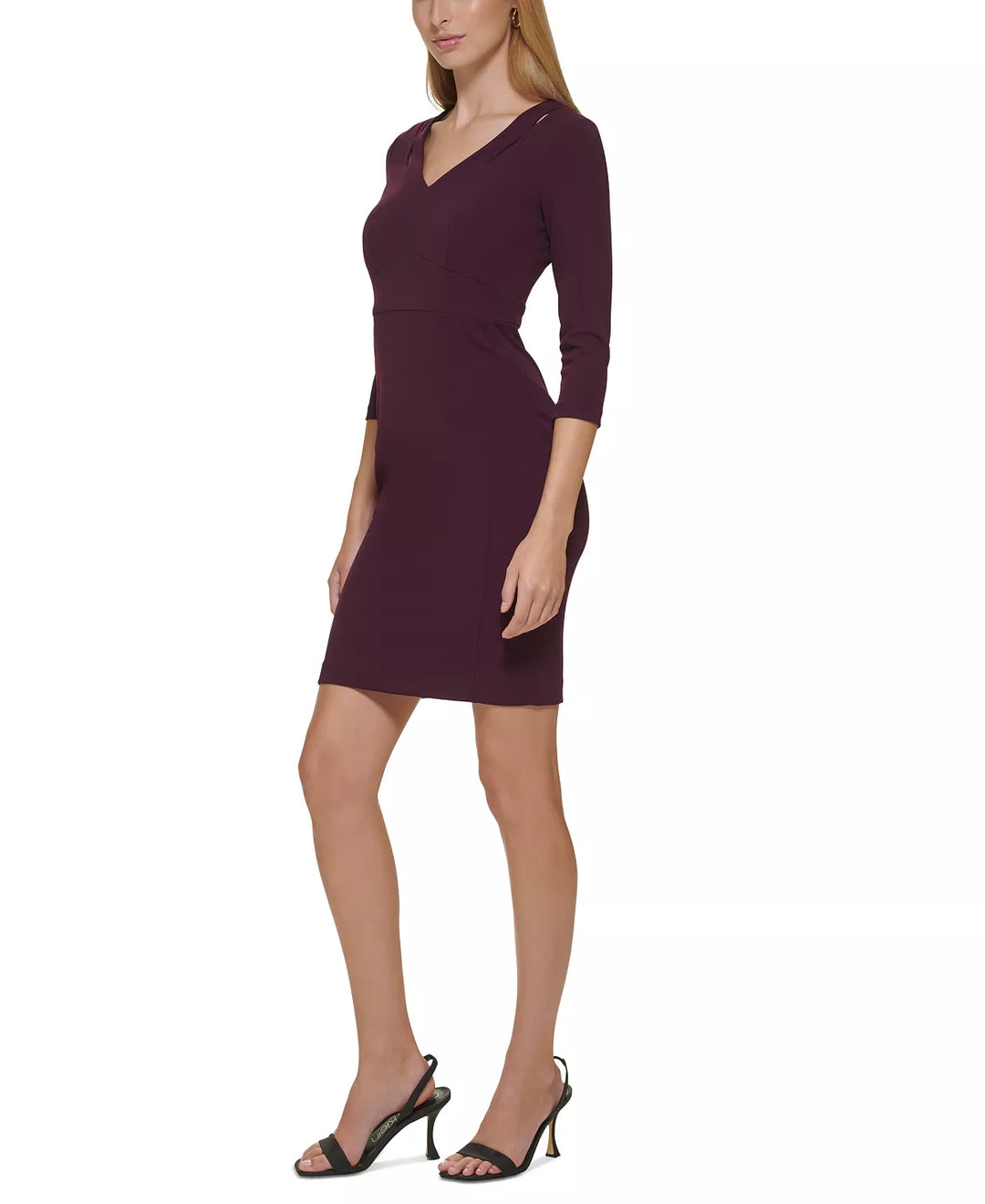 Calvin Klein Petite 3/4-Sleeve Cutout Sheath Dress