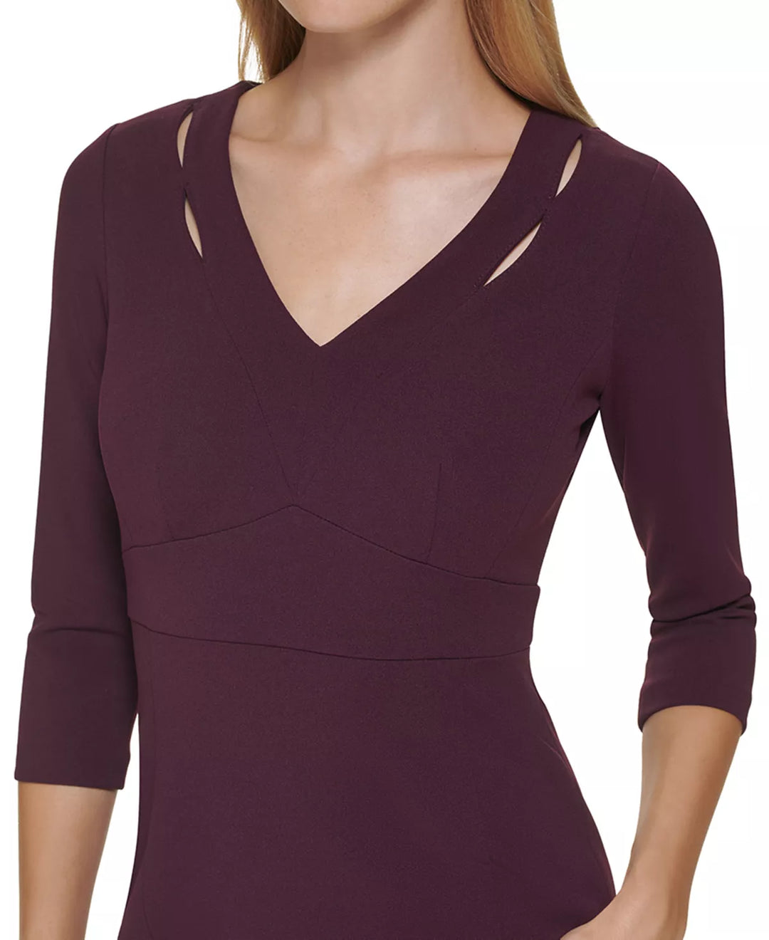 Calvin Klein Petite 3/4-Sleeve Cutout Sheath Dress