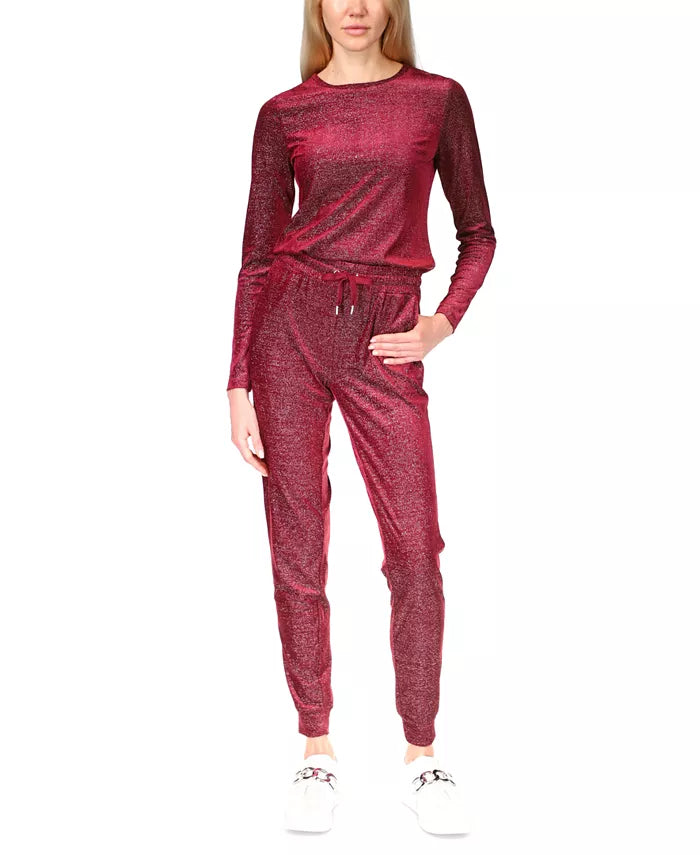 Michael Kors Velvet Shimmery Long-Sleeve Top