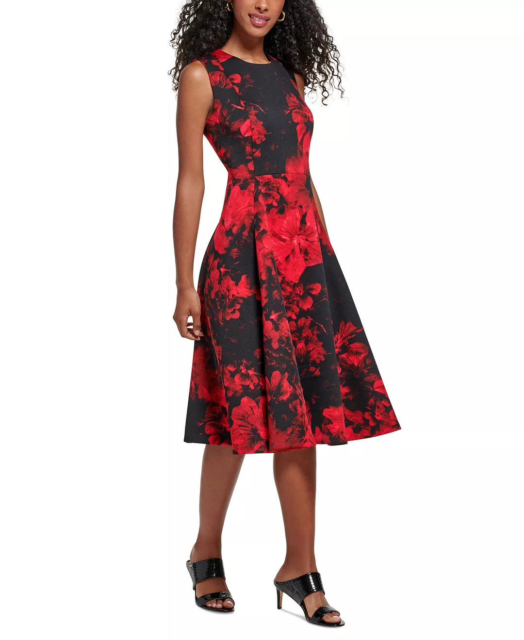 Calvin Klein Petite Floral Sleeveless Fit & Flare Dress