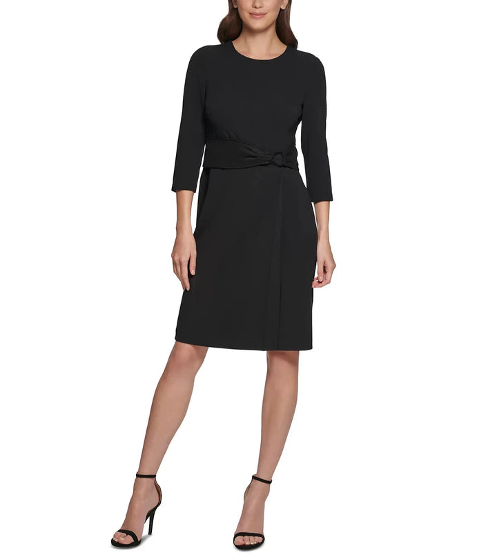 DKNY Belted 3/4-Sleeve Sheath Dress