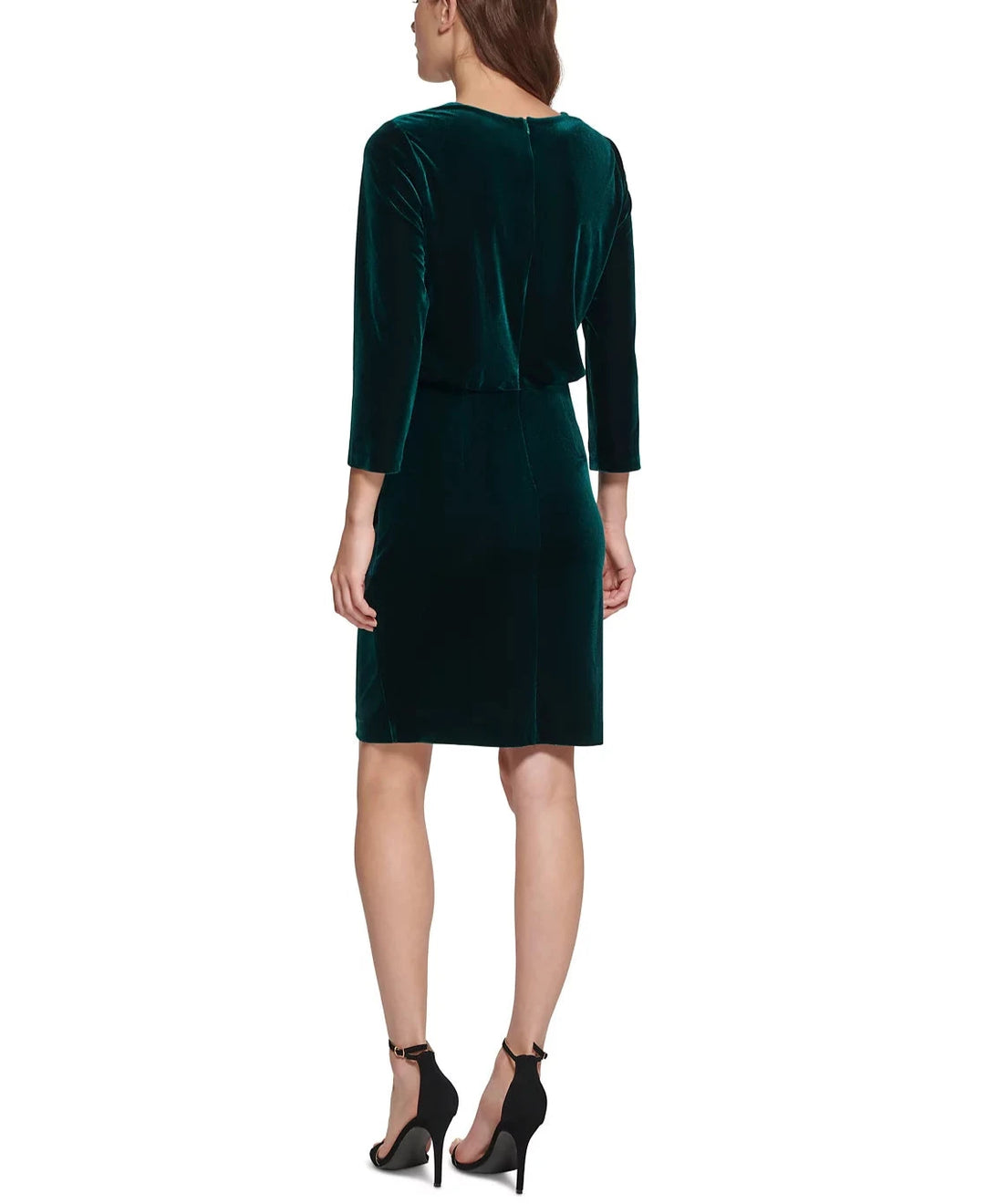 DKNY Velvet Blouson 3/4-Sleeve Sheath Dress