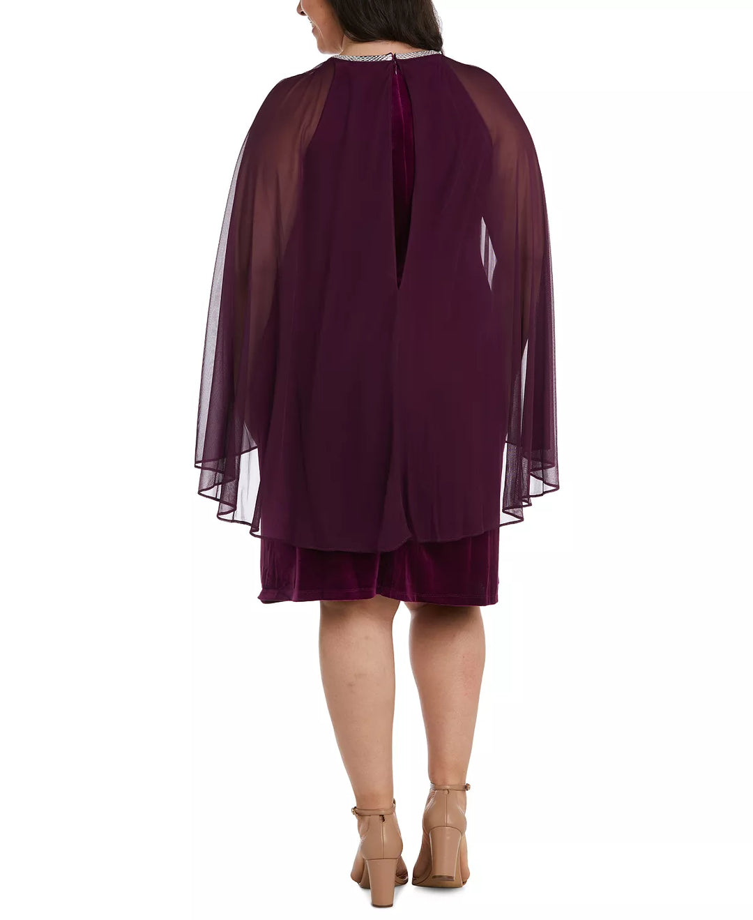 R & M Richards Plus Size Cape-Overlay Velvet Dress