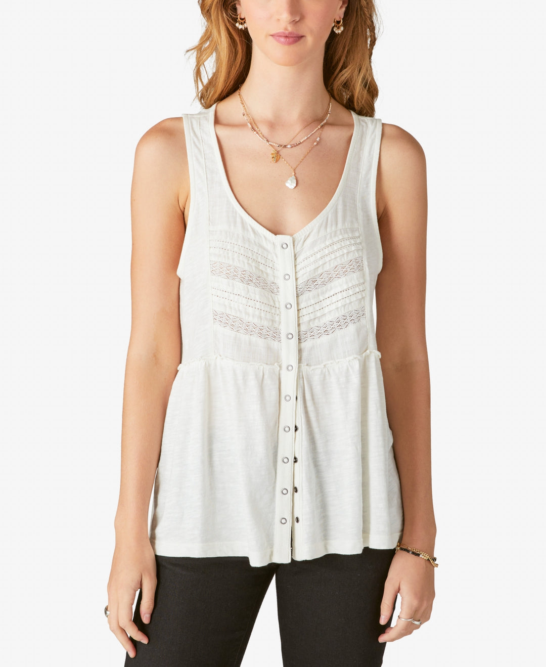 Lucky Brand Pintuck Cotton Tank Top