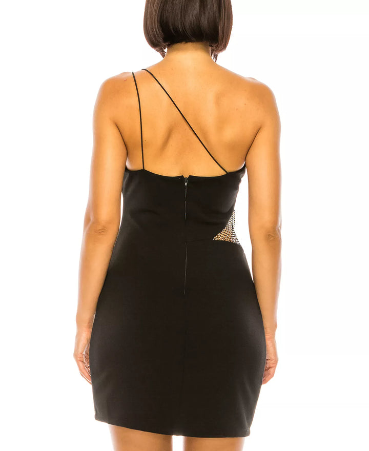 B Darlin Juniors' One-Shoulder Embellished-Mesh Bodycon Dress