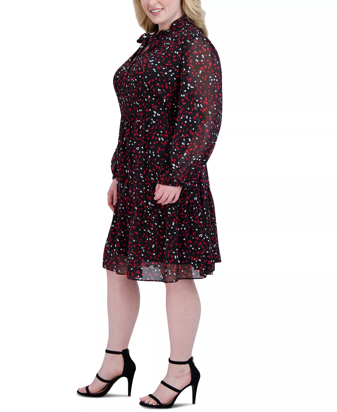 Robbie Bee Plus Size Printed Tie-Neck High-Waist Dress