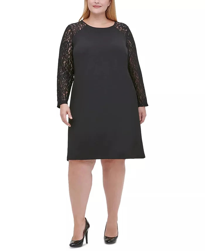 Tommy Hilfiger Plus Size Lace-Sleeve Shift Dress