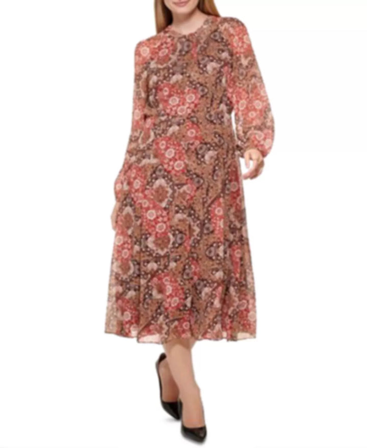 Tommy Hilfiger Plus Size Tapestry Paisley Smocked Fit & Flare Dress