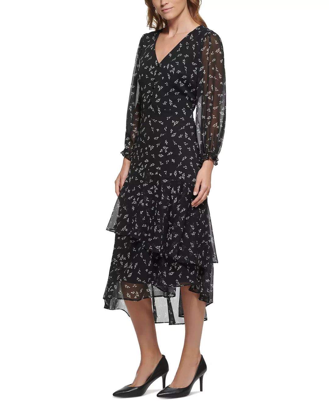 KARL LAGERFELD PARIS Floral-Print Asymmetrical Dress