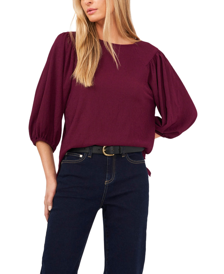 VINCE CAMUTO  Crinkled Puff Three-Quarter Sleeve Top