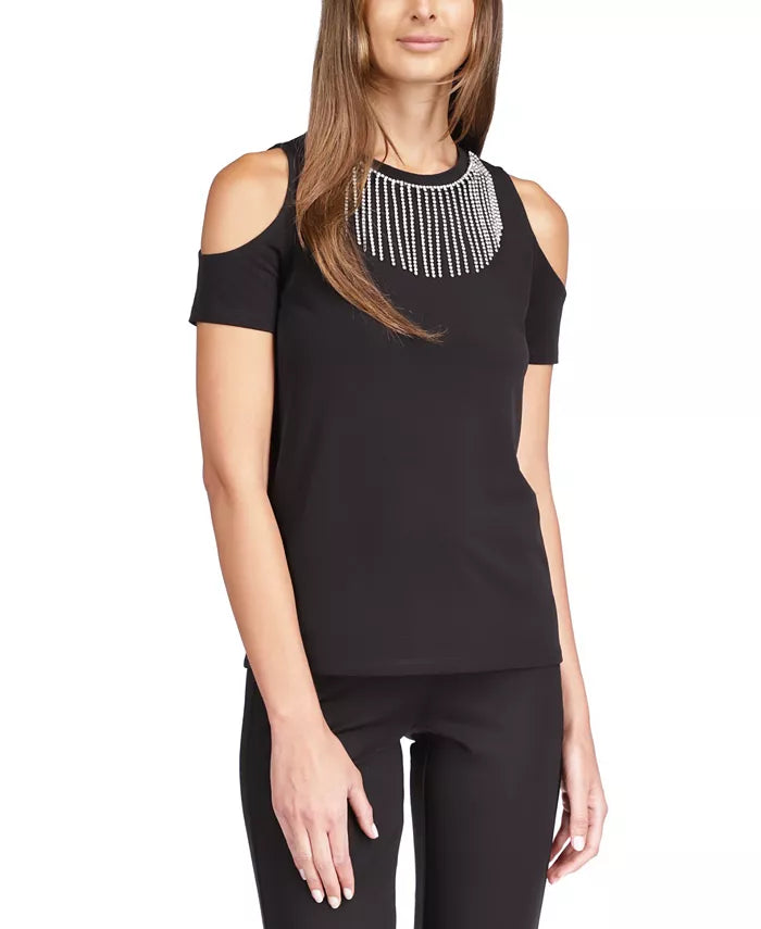 MICHAEL MICHAEL KORS Rhinestone Cold-Shoulder Top