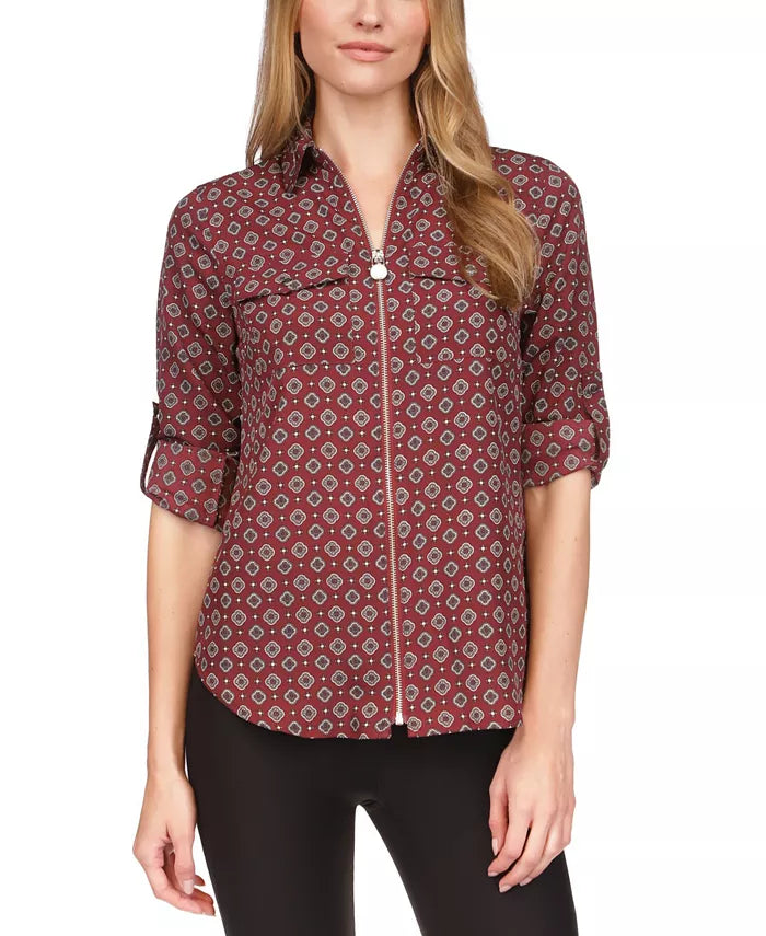 MICHAEL Michael Kors Foulard-Print Zip Shirt