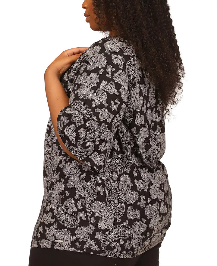MICHAEL Michael Kors Plus Size Paisley-Print Flare-Sleeve Top