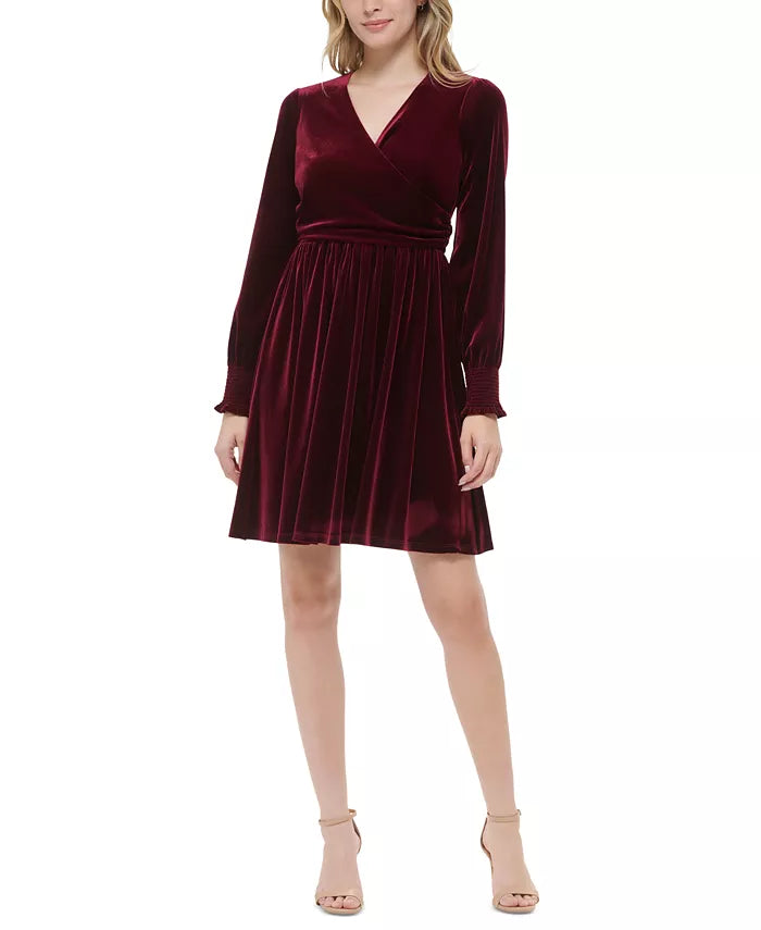 Tommy Hilfiger Long-Sleeve Stretch Velvet Dress