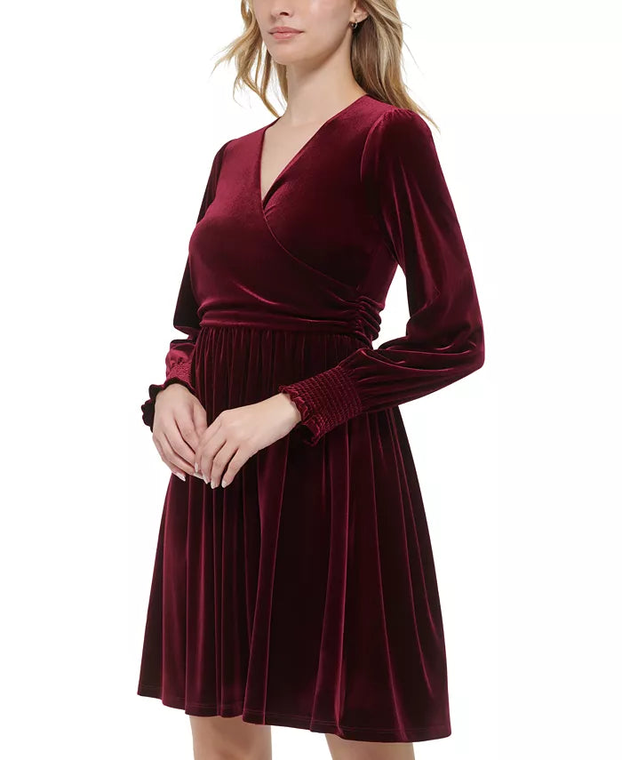 Tommy Hilfiger Long-Sleeve Stretch Velvet Dress