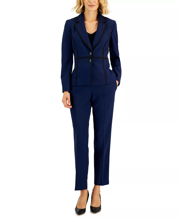 LE SUIT Petite Crepe Two-Button Framed Jacket & Slim Pants