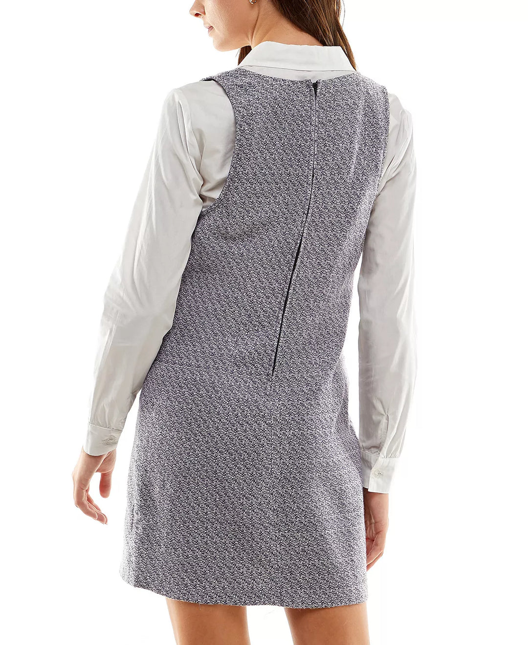 Kingston Grey Juniors' Contrast-Collar Bouclé Dress Set