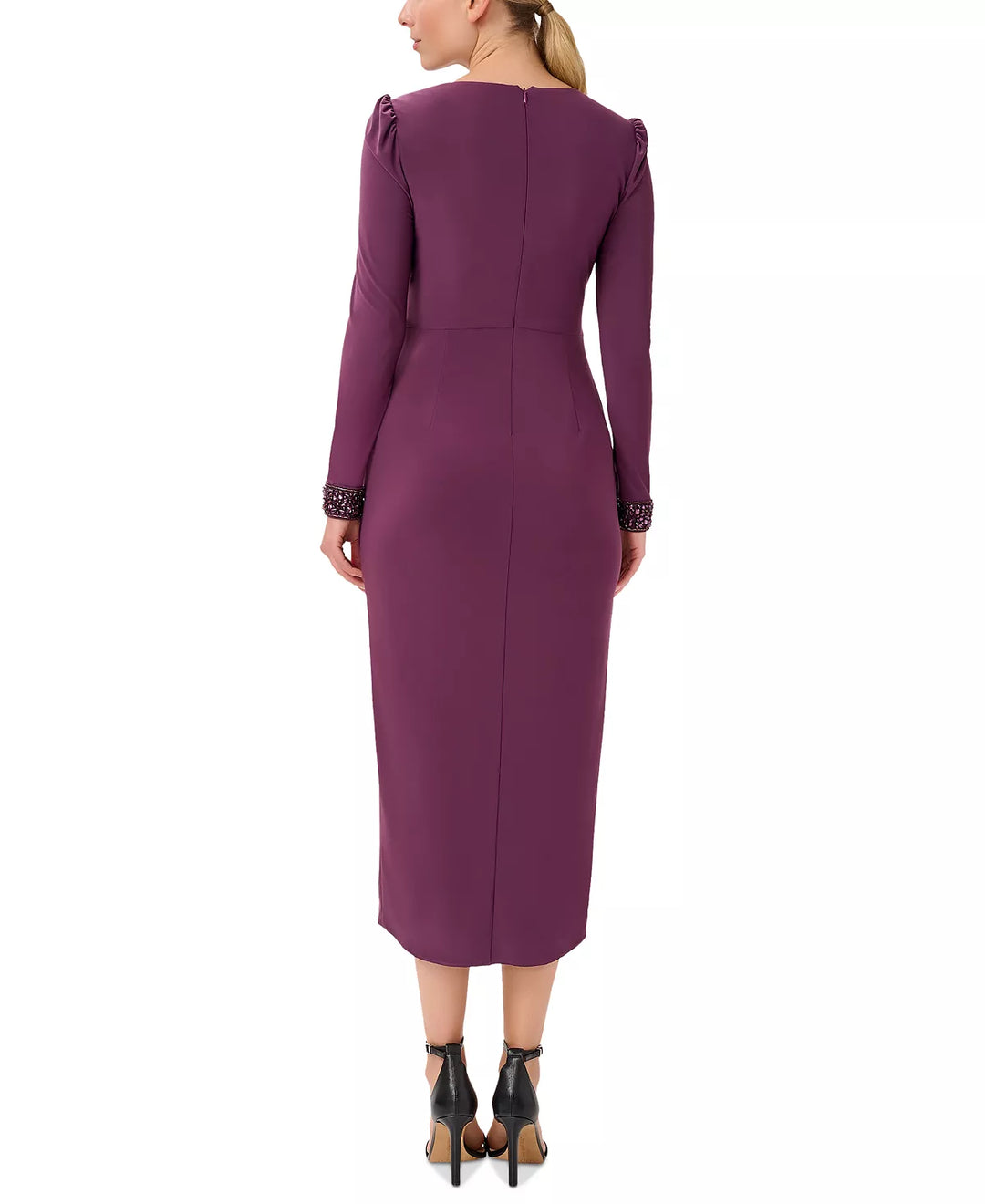 Adrianna Papell Jersey Long-Sleeve Wrap Midi Dress