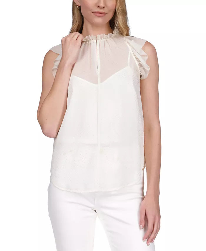 MICHAEL Michael Kors Dewdrop Chiffon Ruffled Top