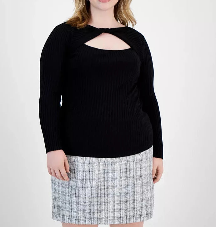 Bar III Cut-Out Twist Neck Sweater