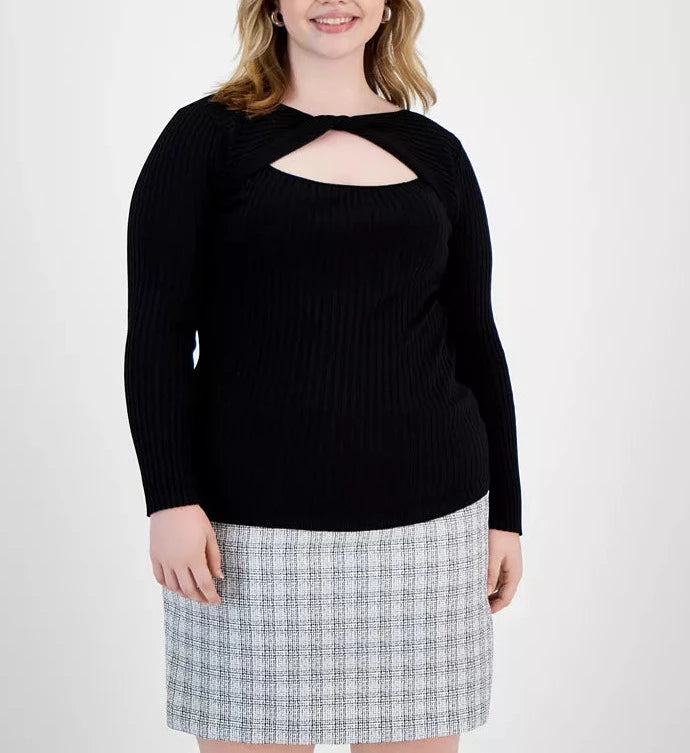 Bar III Cut-Out Twist Neck Sweater