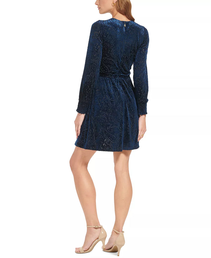 Tommy Hilfiger Women's Velvet Paisley Fit & Flare Dress