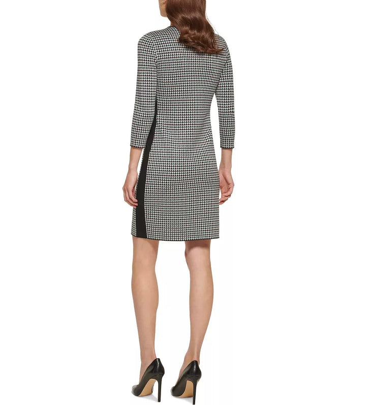 DKNY Houndstooth Jewel-Neck Sheath Dress