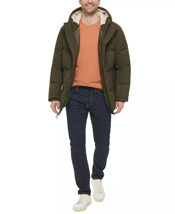 Cole Haan Men's Puffer Coat With Fleece-Lined Hood