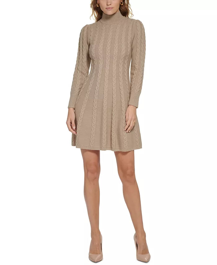 Jessica Howard Cable-Knit Mock-Neck Sweater Dress