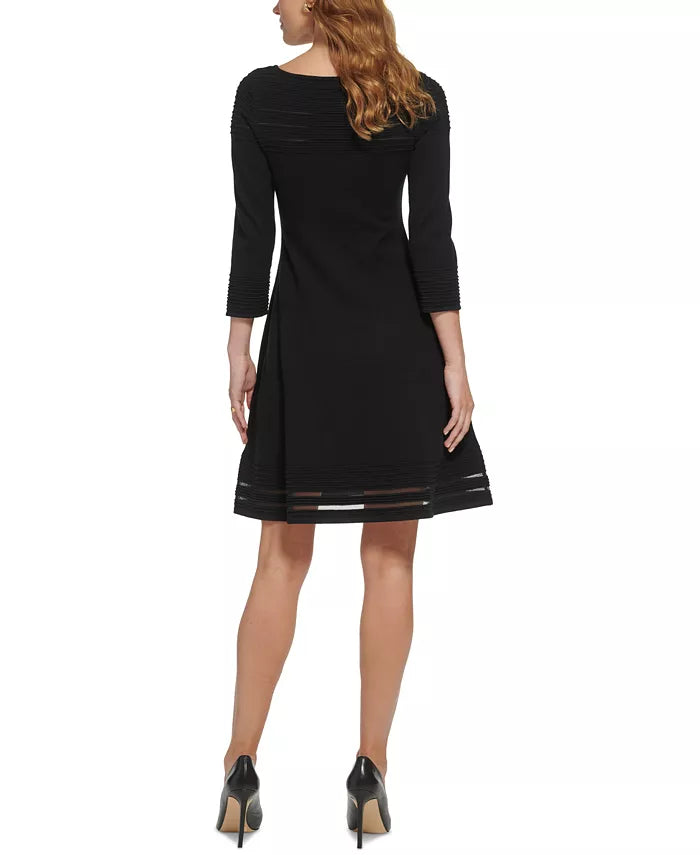 Jessica Howard Mesh-Striped-Trim Dress