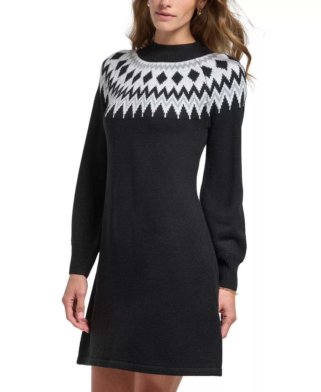 Jessica Howard Fair-Isle-Print Sweater Dress