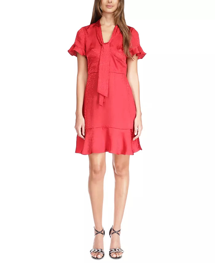 MICHAEL MICHAEL KORS Cheetah Plisse Tonal-Print Tie Dress