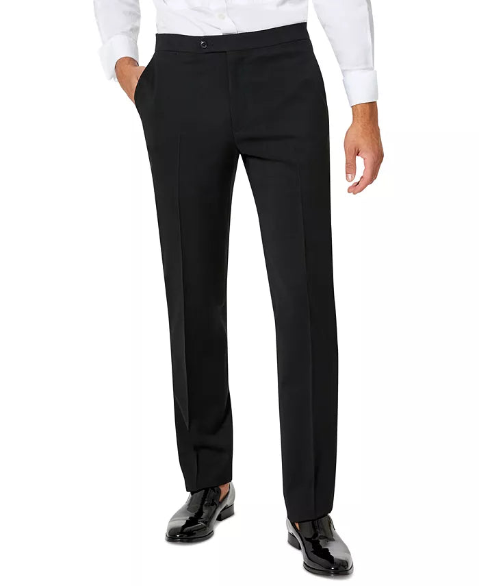 Tommy Hilfiger MEN's Modern-Fit Flex Stretch Black Tuxedo Pants