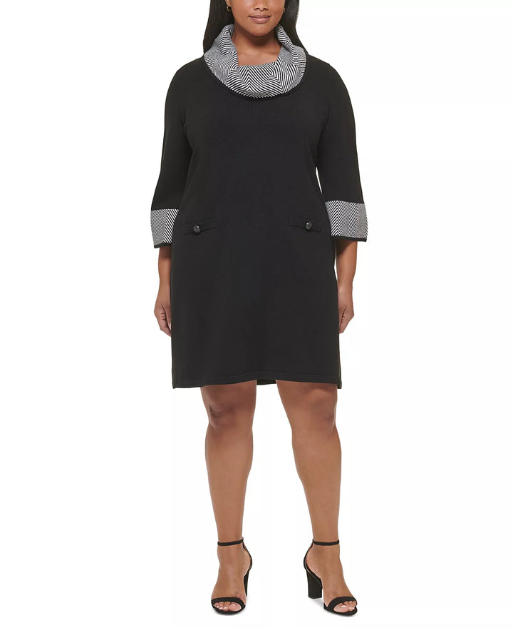 Jessica Howard Plus Size Cowlneck Sweater Shift Dress