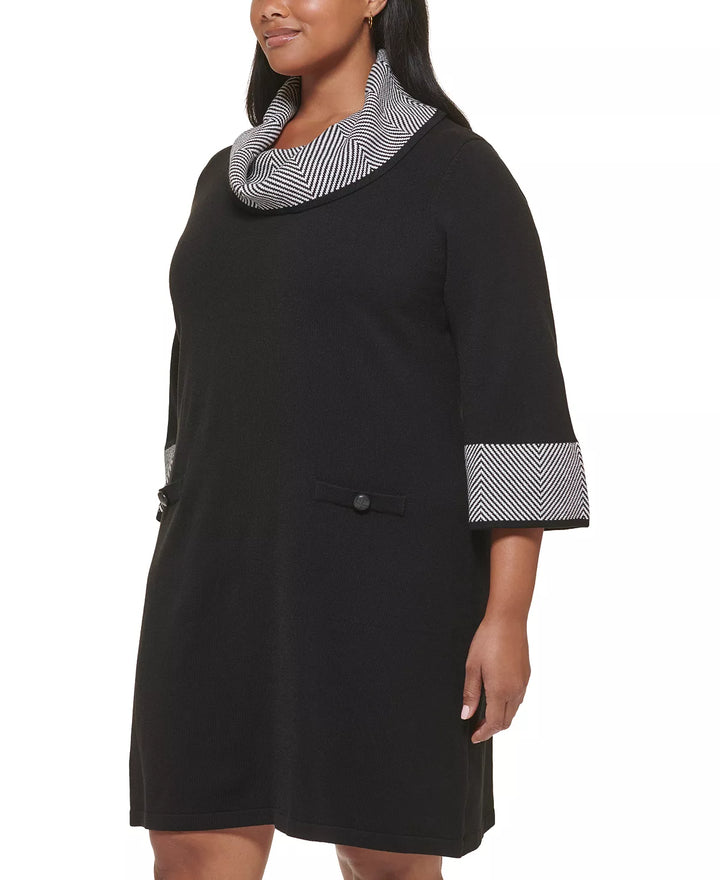 Jessica Howard Plus Size Cowlneck Sweater Shift Dress