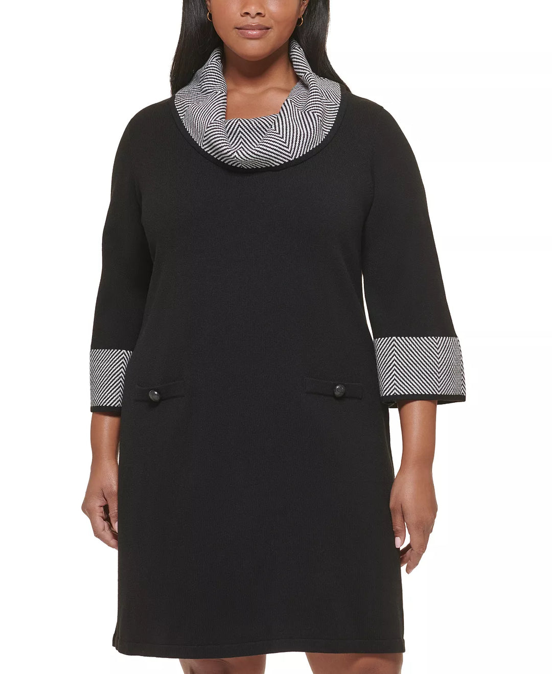 Jessica Howard Plus Size Cowlneck Sweater Shift Dress