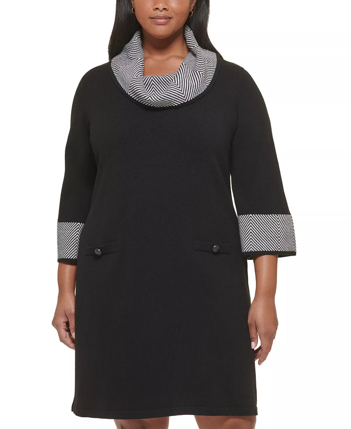 Jessica Howard Plus Size Cowlneck Sweater Shift Dress