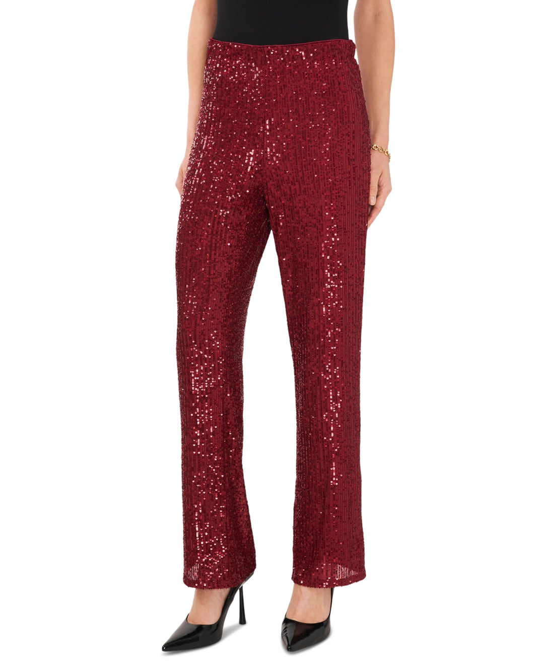 Vince Camuto Women's Pull-On Sequined Flared Pants