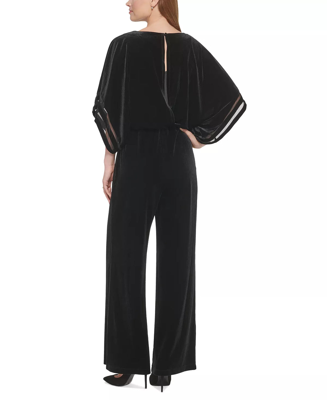 Jessica Howard Blouson Illusion-Sleeve Jumpsuit
