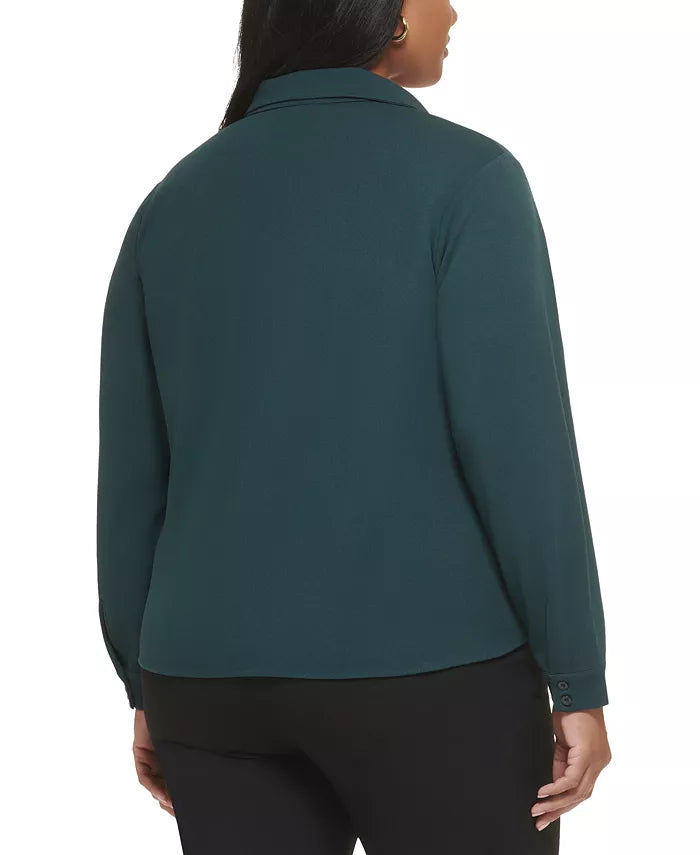 Calvin Klein Solid Collared Twist-Front Top