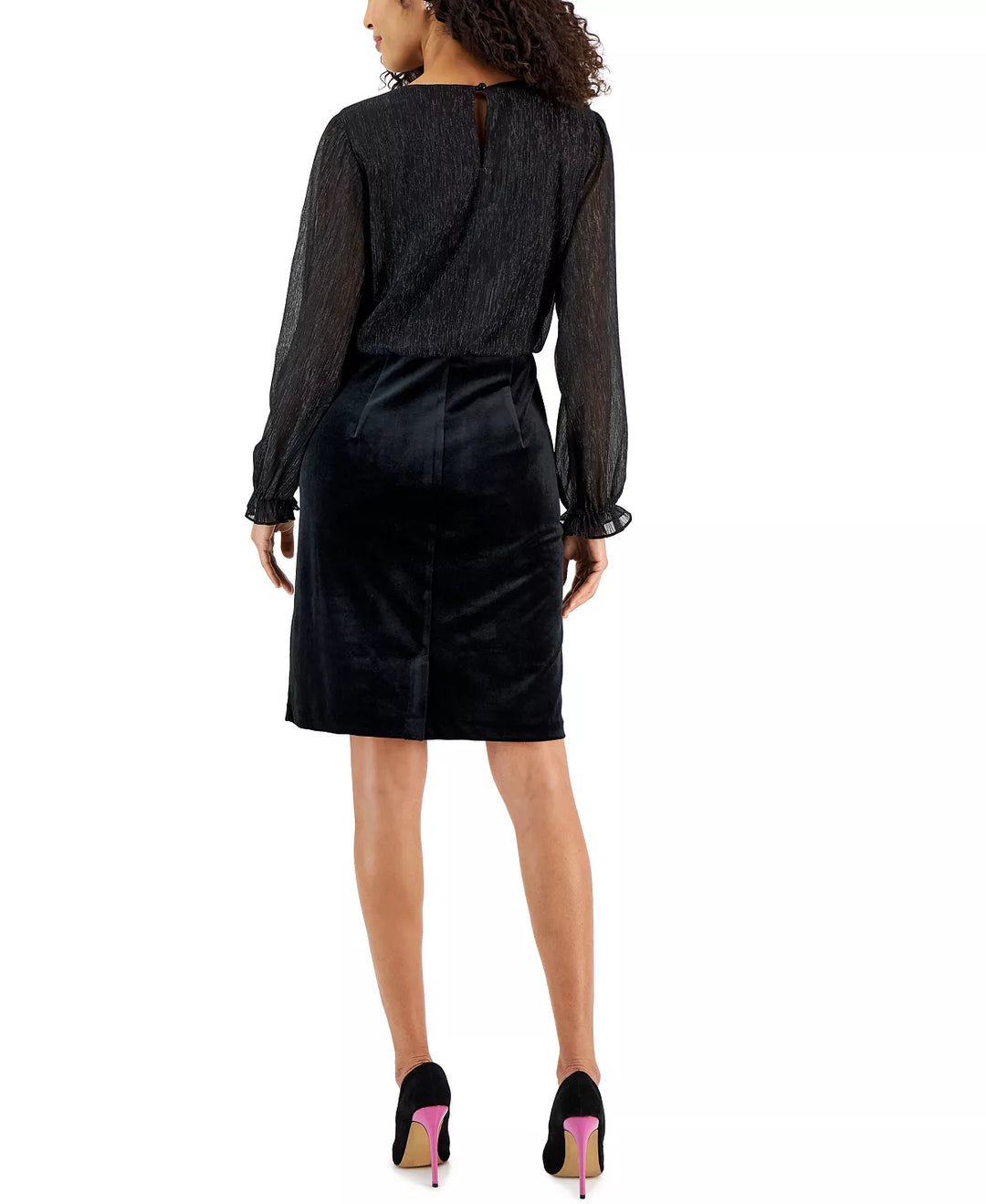 Connected Velvet Ruffled-Cuff Dress