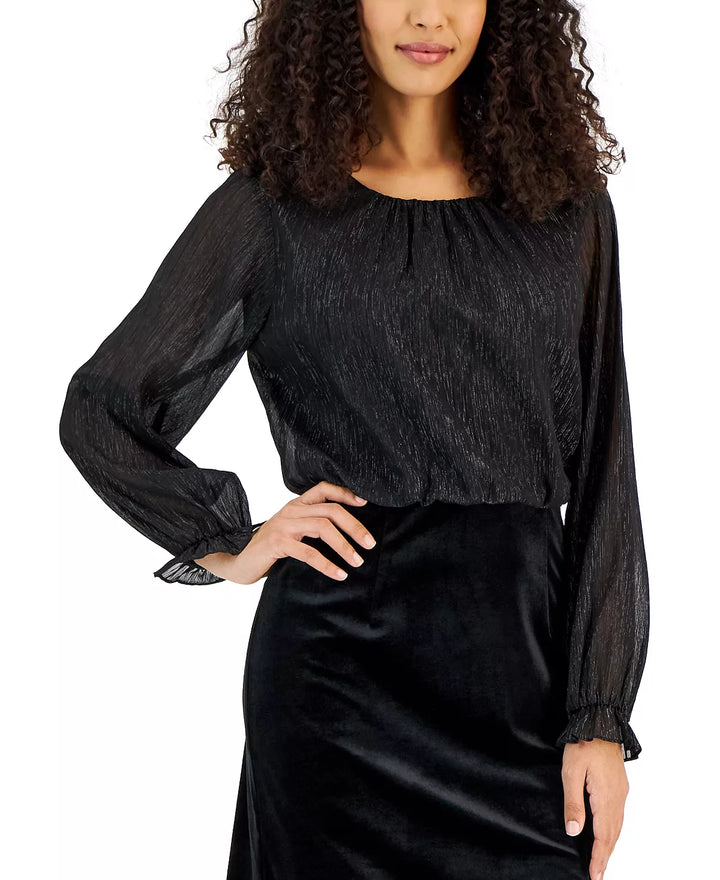 Connected Velvet Ruffled-Cuff Dress