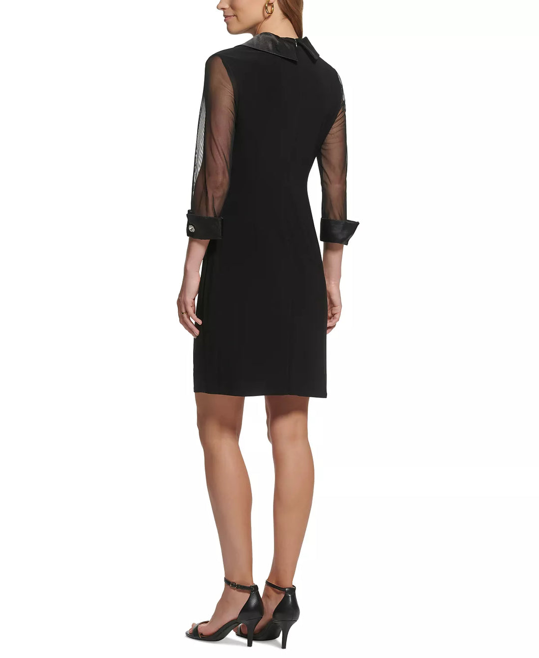Jessica Howard Petite Illusion-Sleeve Faux-Wrap Dress