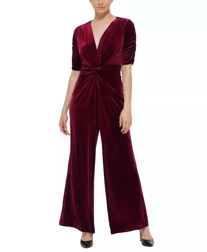 Vince Camuto Velvet Twist-Front Jumpsuit