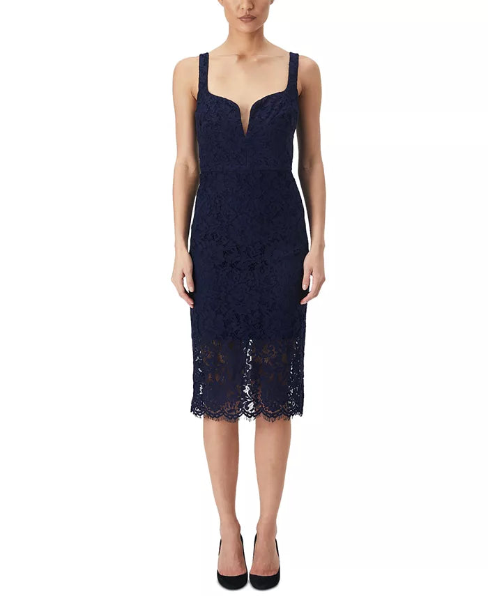 BARDOT Adeline Lace Plunge-Neck Midi Dress