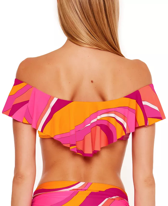 Trina Turk Vivid Vista Printed Ruffled Bandeau Bikini Top