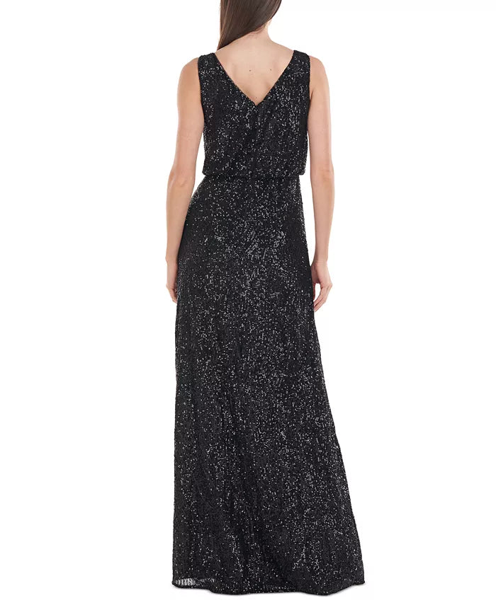 JS Collections Sleeveless Sequined Boat-Neck Gown